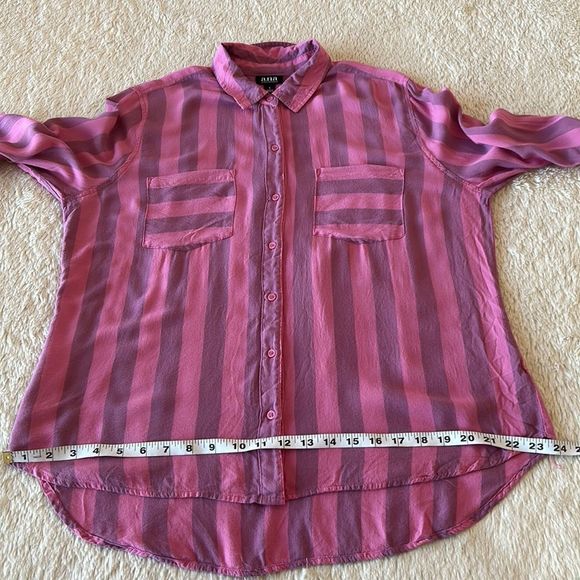 Ana pink and purple striped button up blouse - Picture 11 of 16